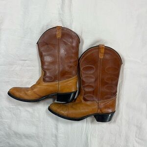 Vintage Leather Cowboy Boots Brown Western Boots Men’s 6.5 D Women’s 8
